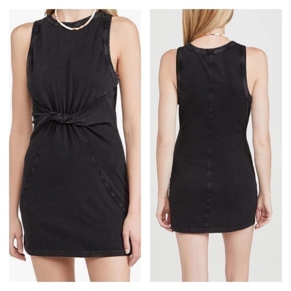 L Space NWT XS Seaview Charcoal‎ Washed Black Mini Tank T Shirt Dress Cotton - Picture 2 of 11